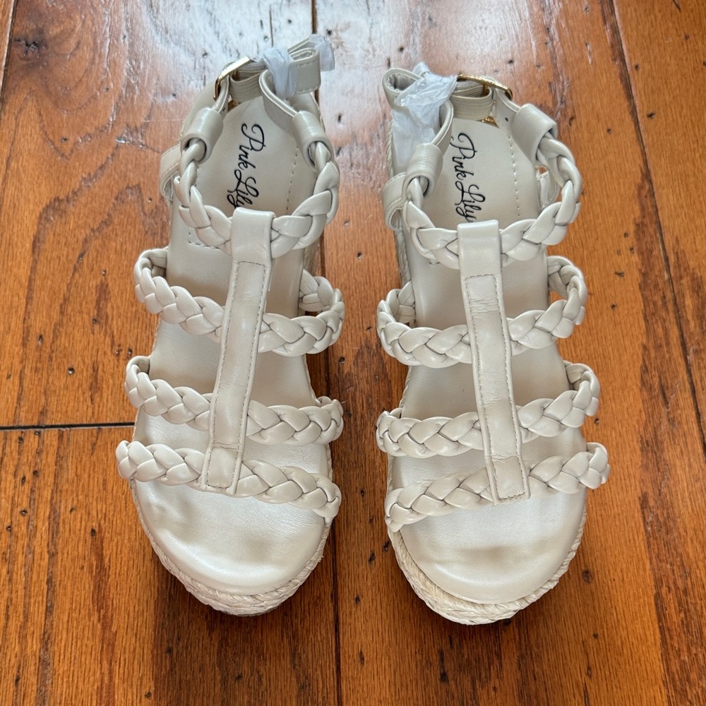 Literally never worn! Sz. 6 Pink Lily wedge sandals- adorable!